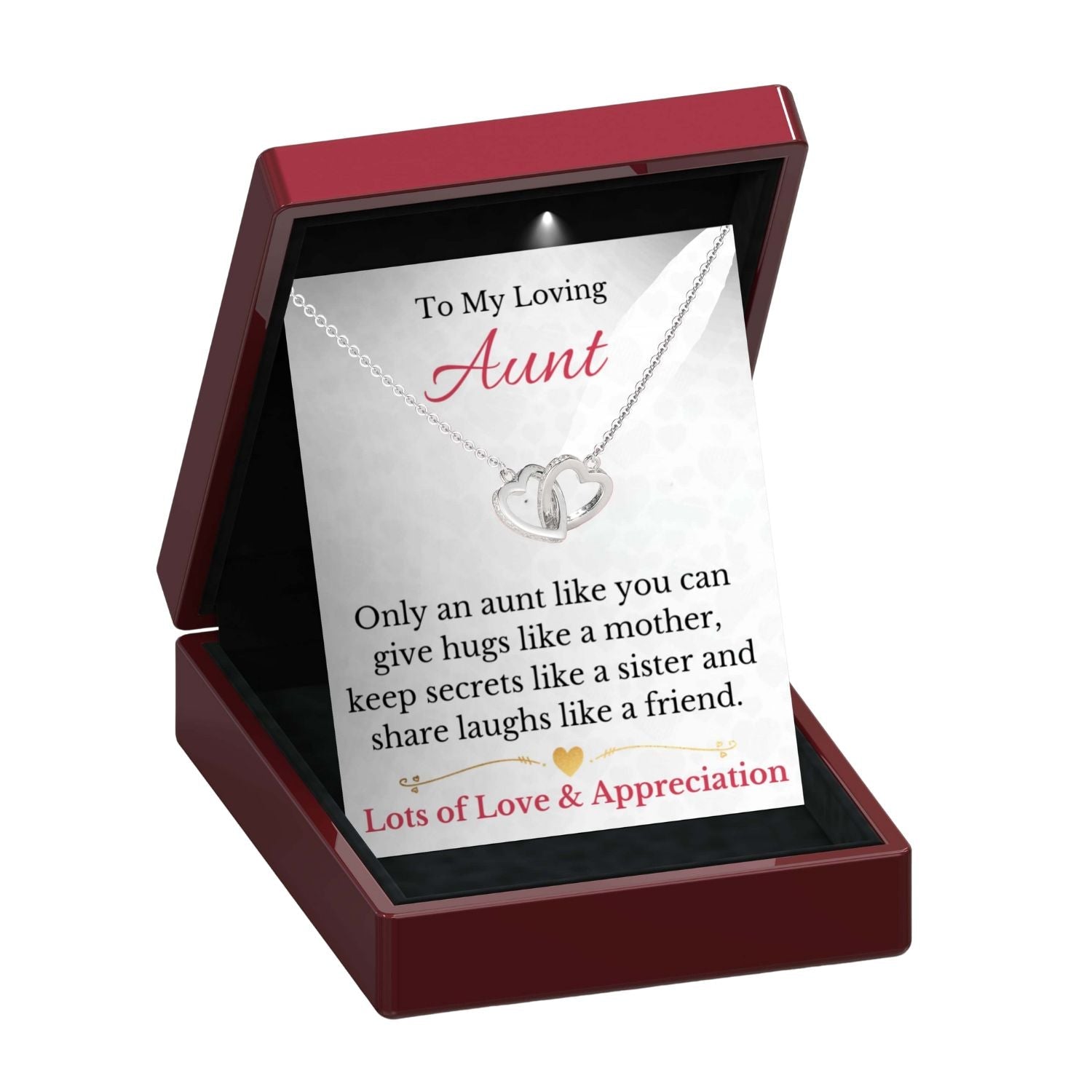 To My Loving Aunt - Interlocking Hearts Necklace