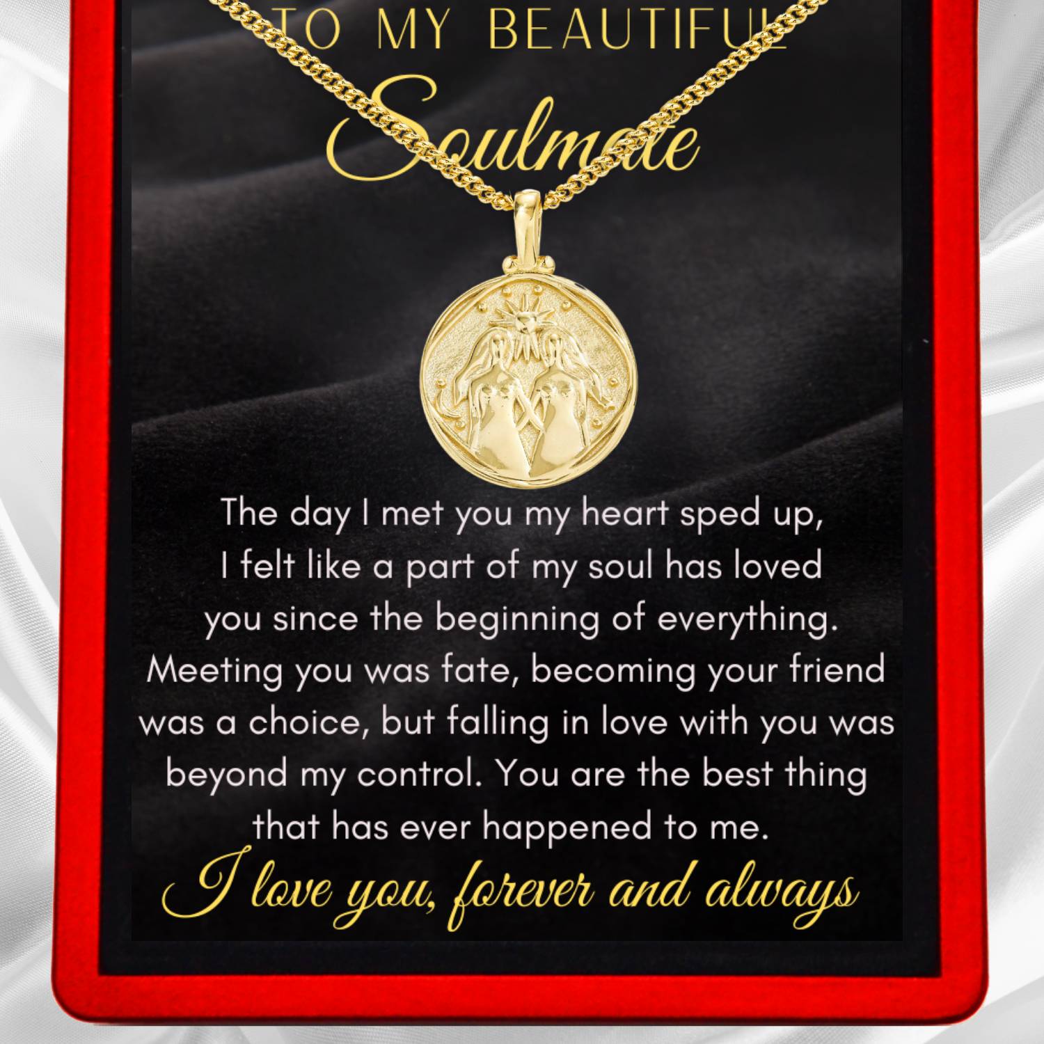 To My Soulmate Zodiac Gold Vermeil Coin Necklace - ST17