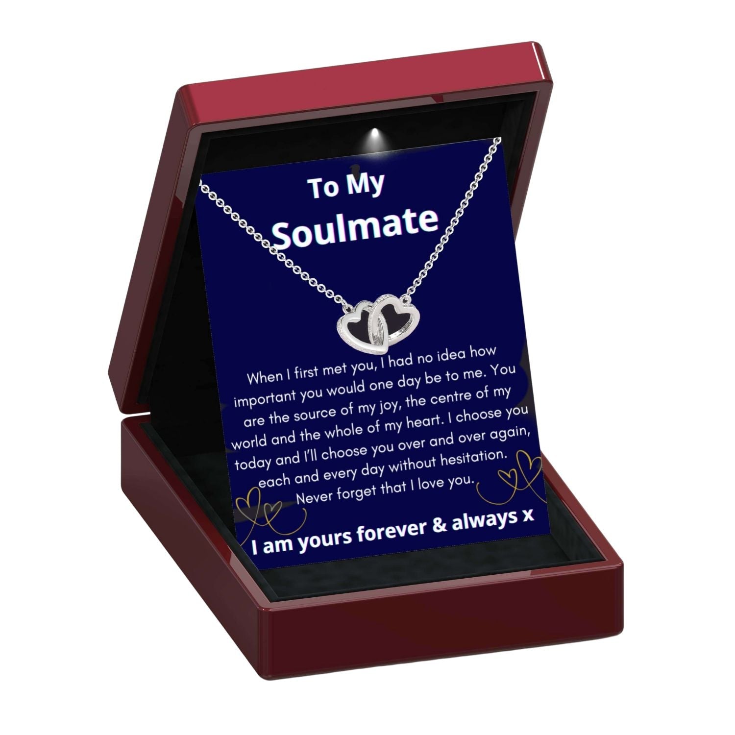 To My Soulmate 'I Choose You' - Interlocking Silver Hearts Necklace ST9