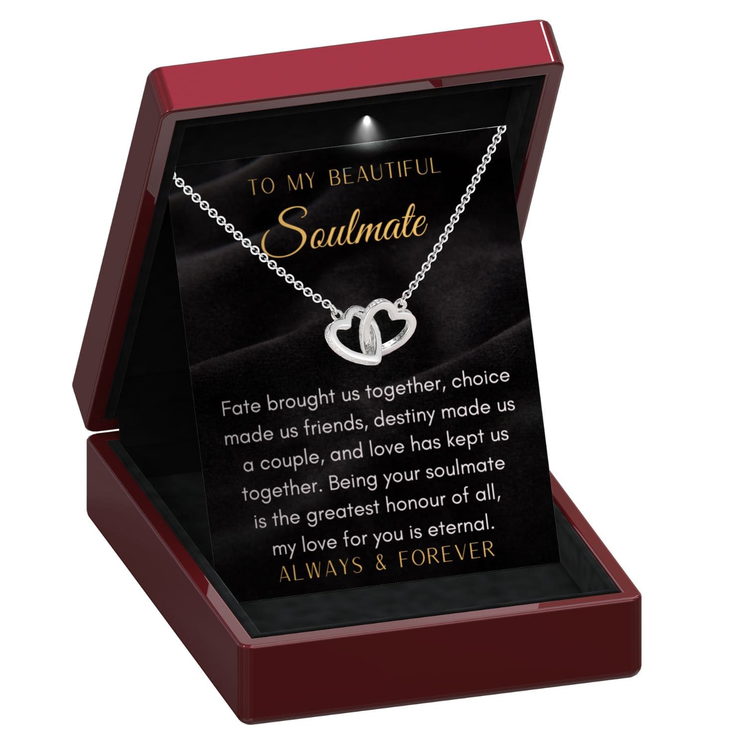 To My Soulmate 'Greatest Gift' - Interlocking Silver or Gold Vermeil Hearts Necklace ST16