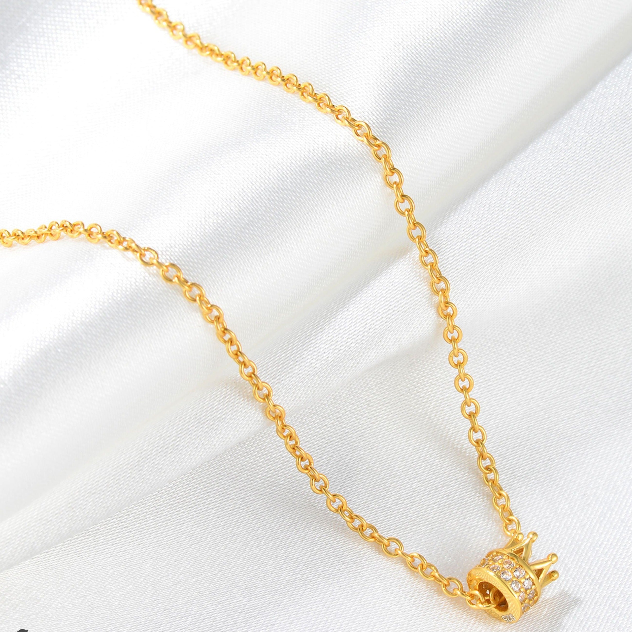 My Little Princess Crown Necklace - Gold Vermeil or Silver - DT50