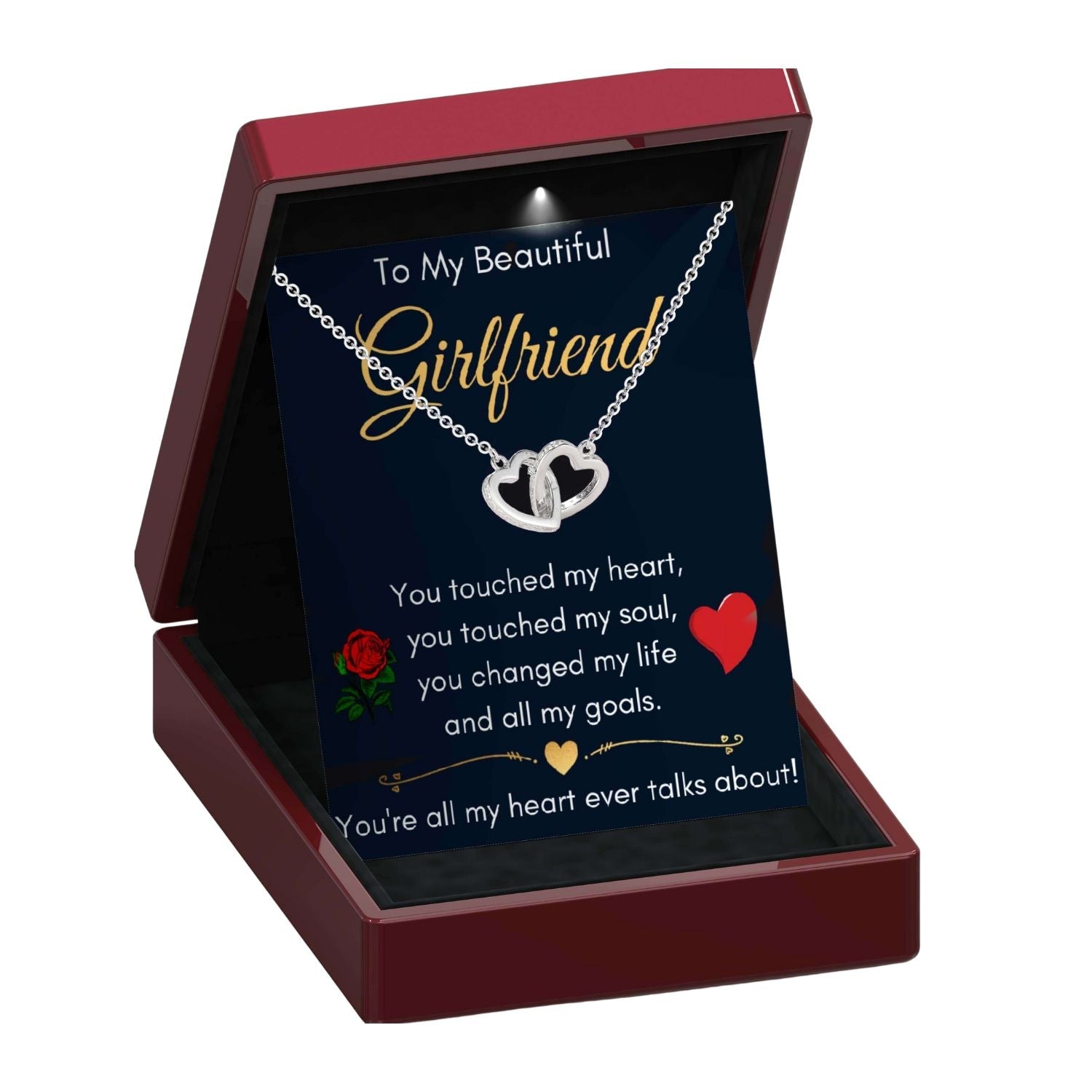 To My Beautiful Girlfriend - Joined Hearts Necklace GF2