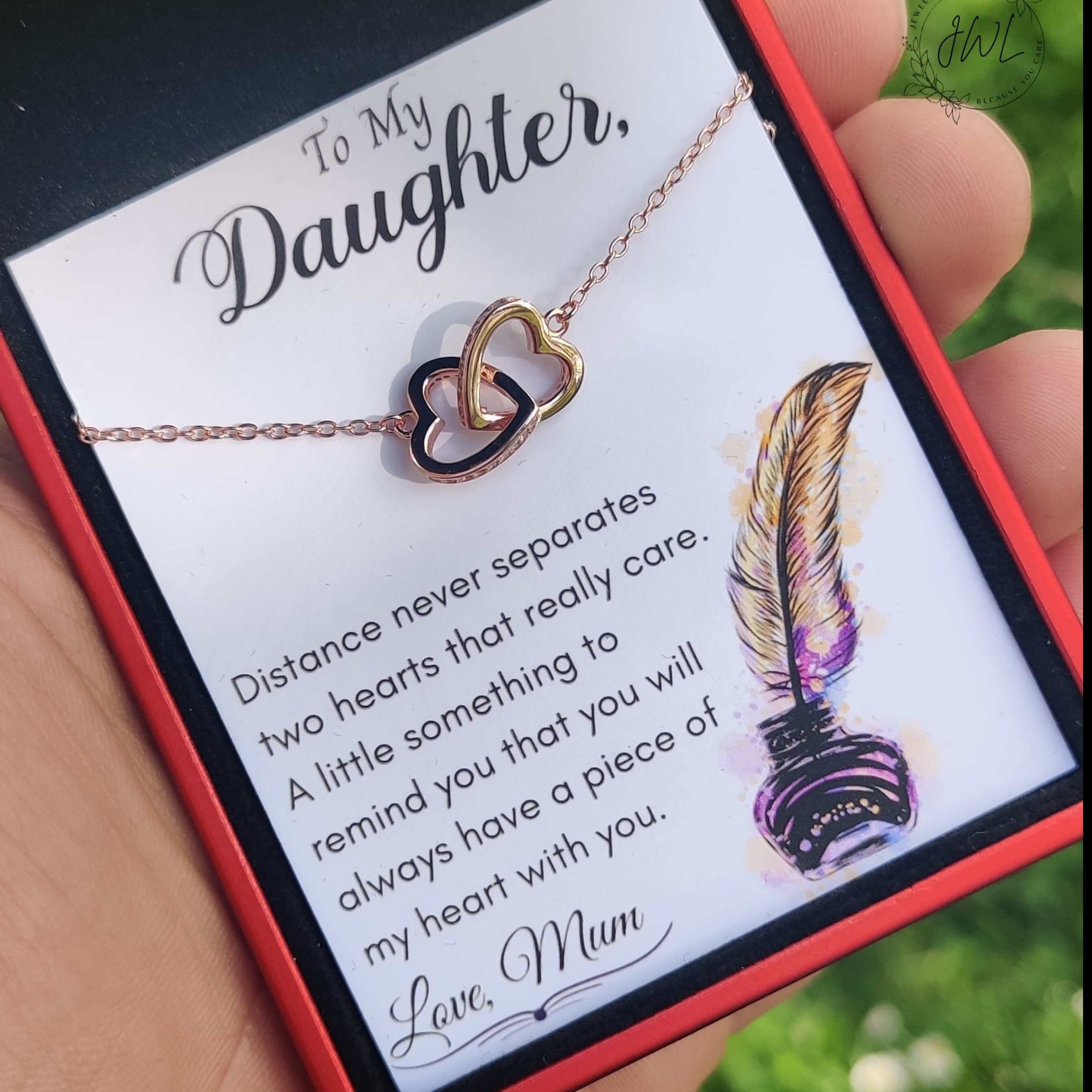 To My Daughter Joined Hearts Necklace - DT16