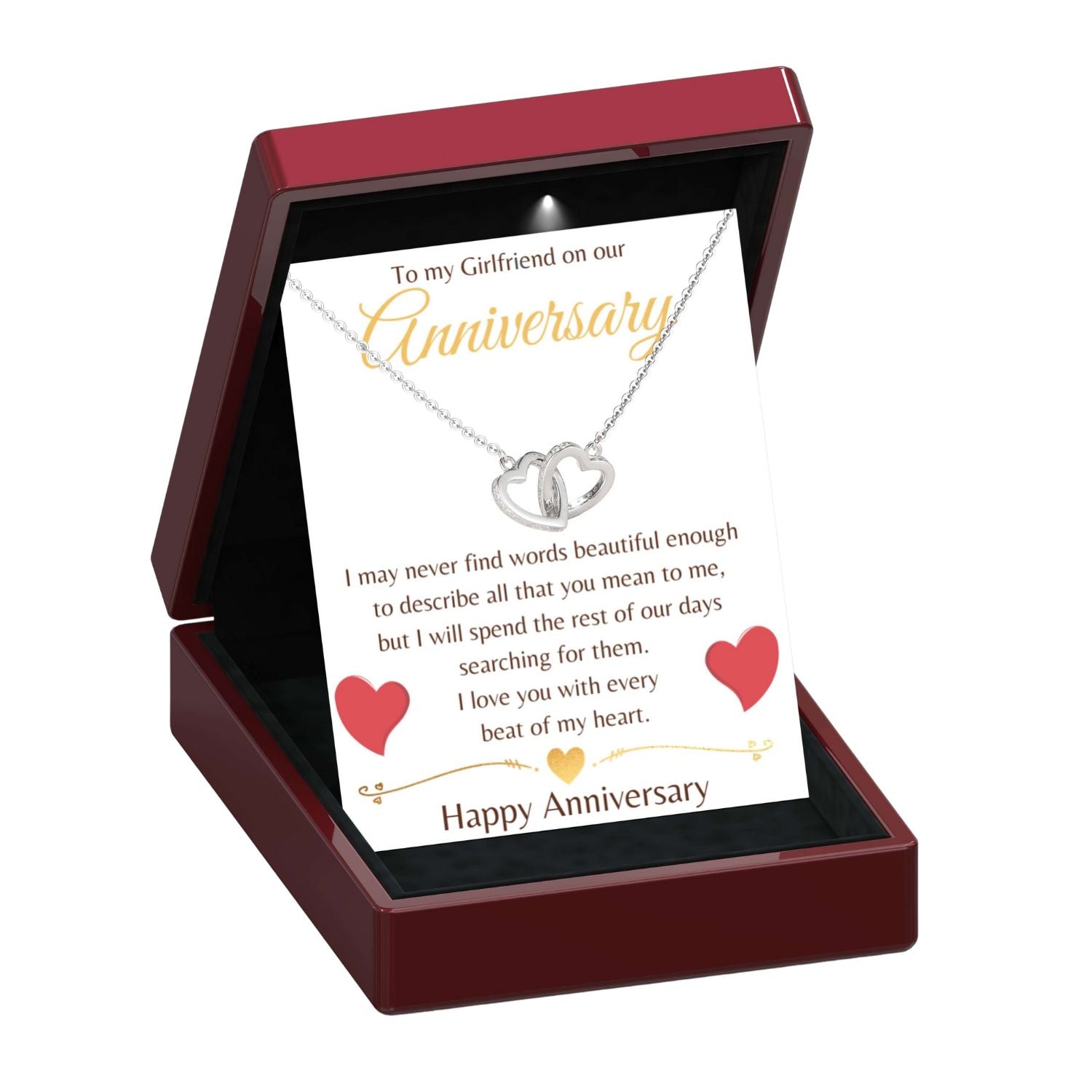 Girlfriend Anniversary  - Interlocking Hearts Necklace Anni4