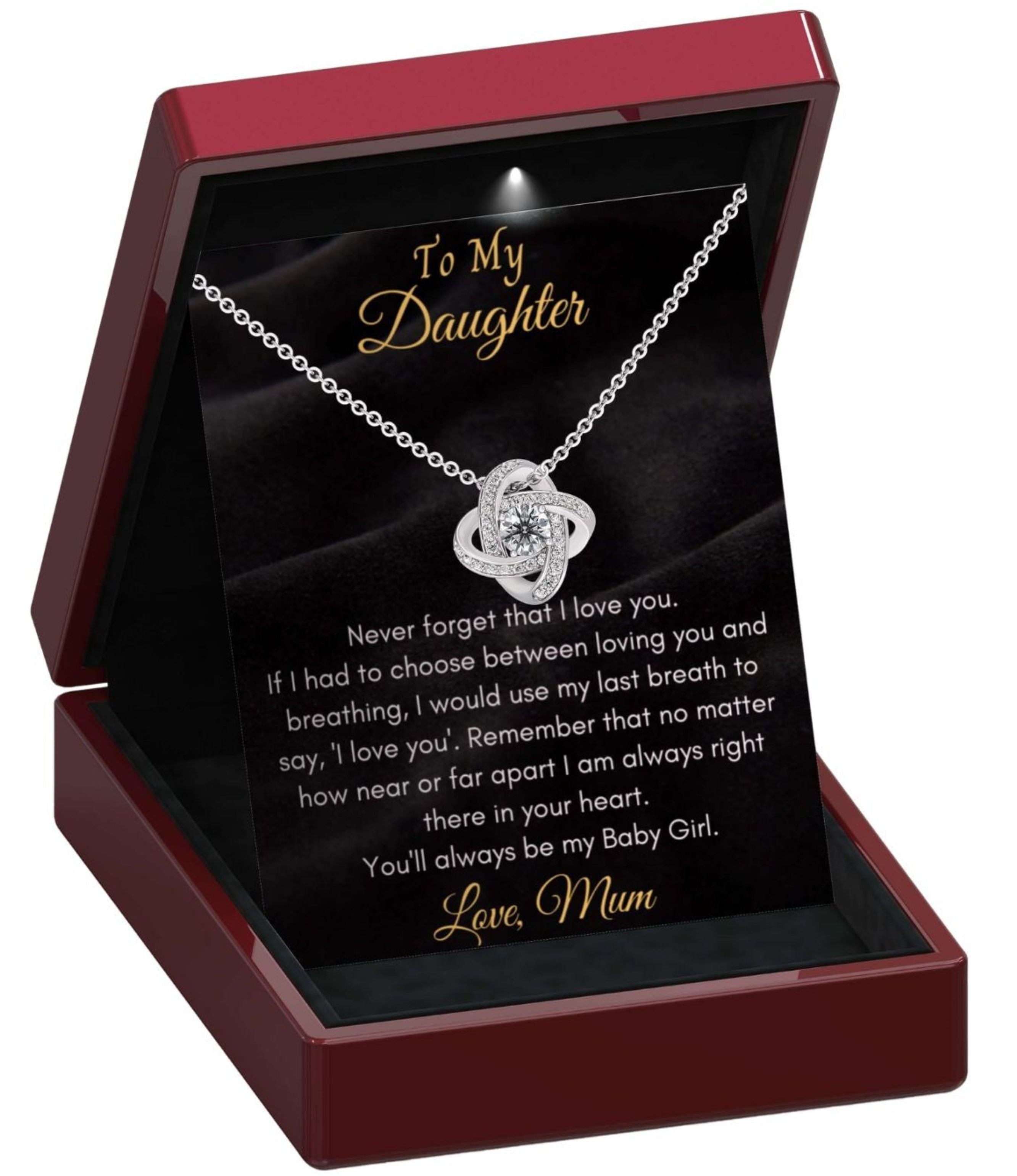 Daughter 'Never Forget' Love Knot Necklace - From Mum or Dad DT39