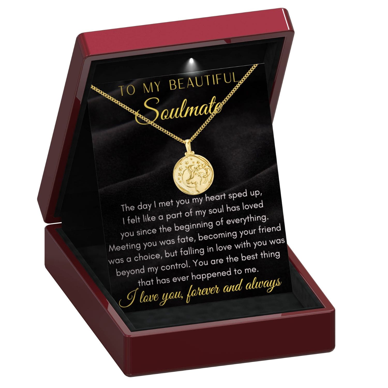 To My Soulmate Zodiac Gold Vermeil Coin Necklace - ST17