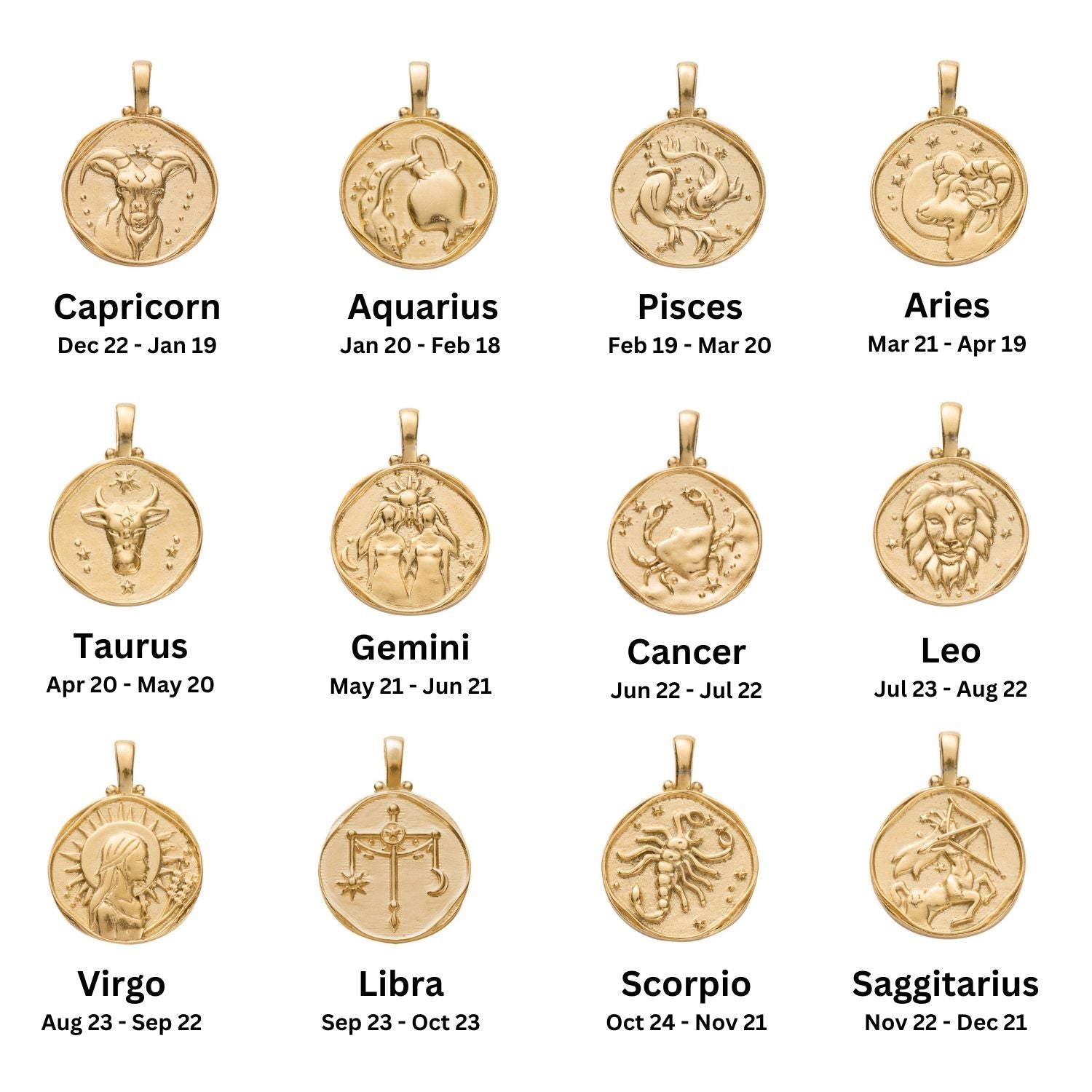 Zodiac Gold Coin Necklace - Vermeil