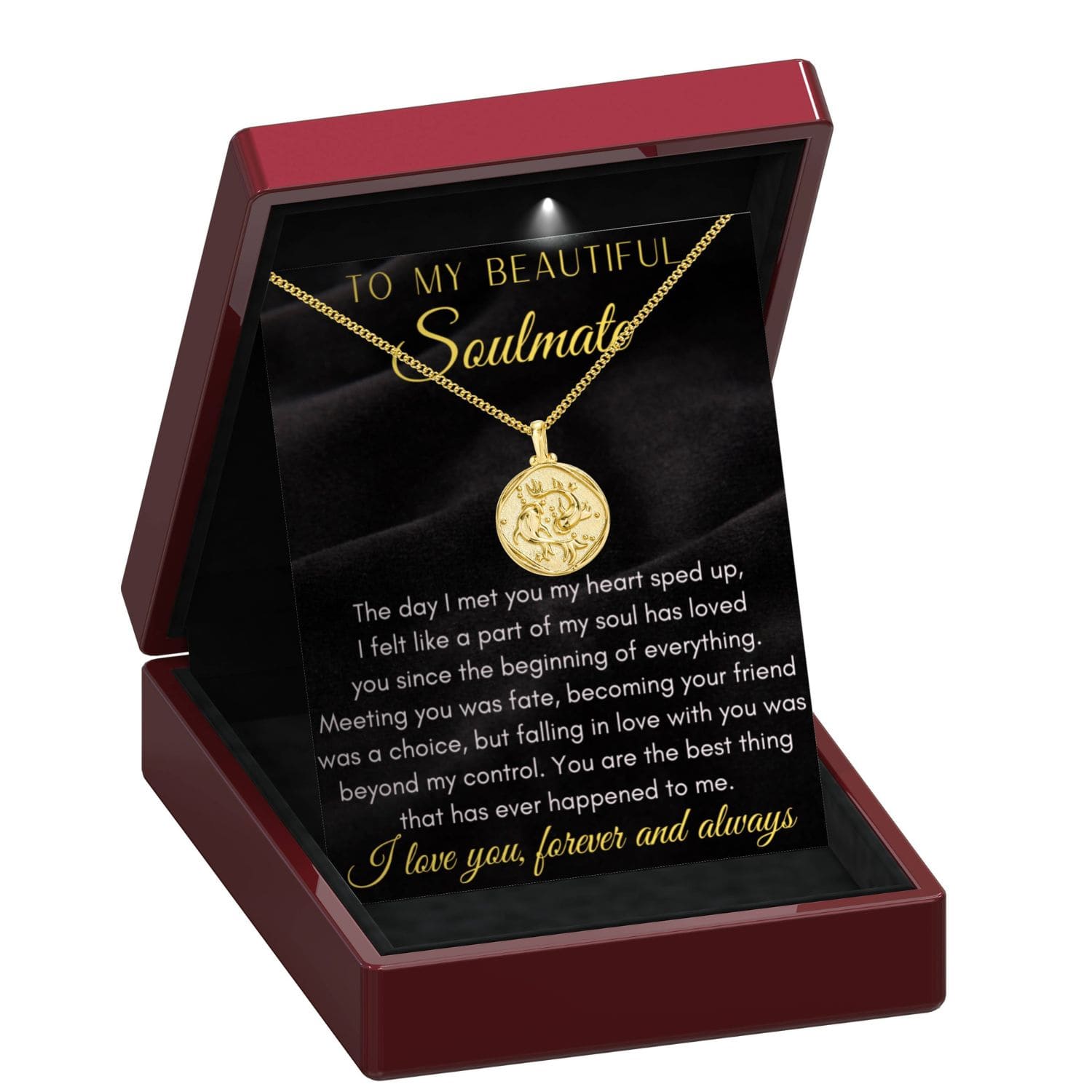 To My Soulmate Zodiac Gold Vermeil Coin Necklace - ST17