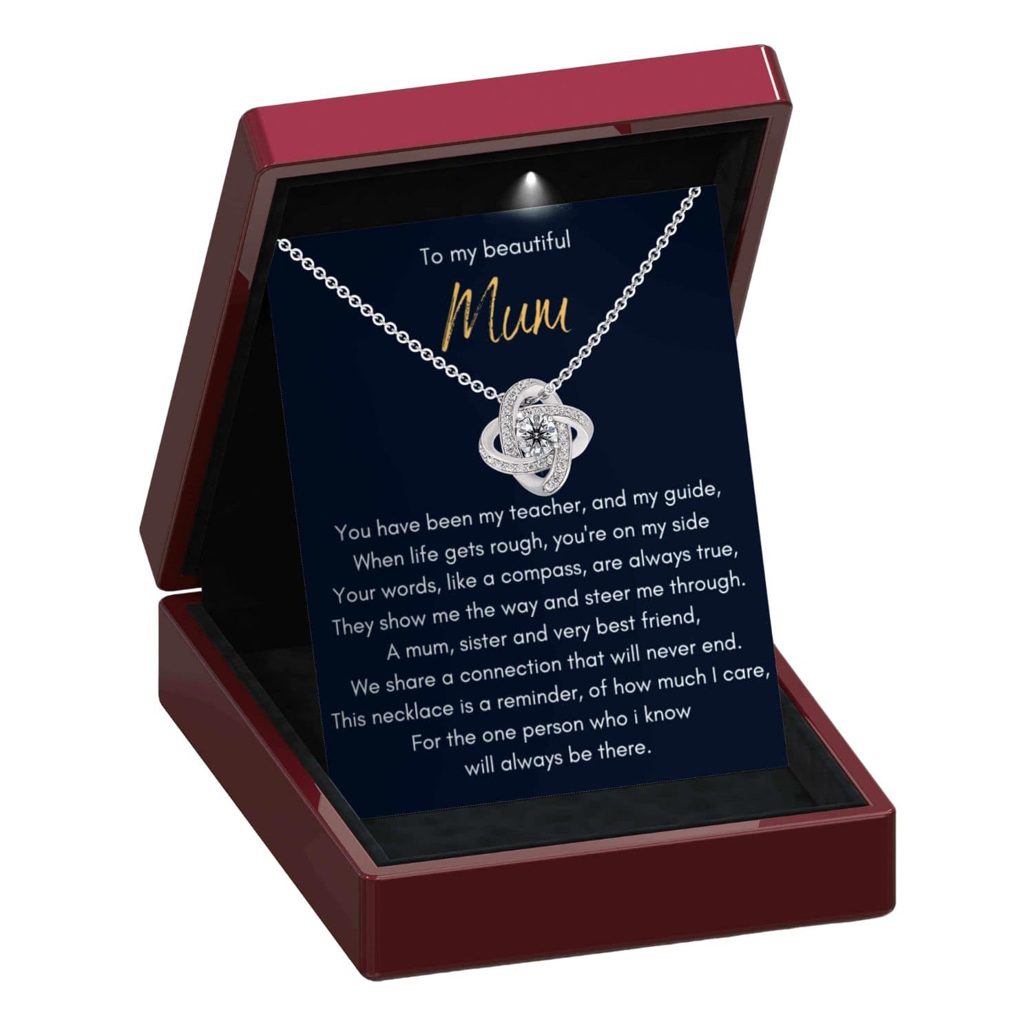 Mum, Sister & Best Friend - Sterling Silver Love Knot Necklace - Mum25