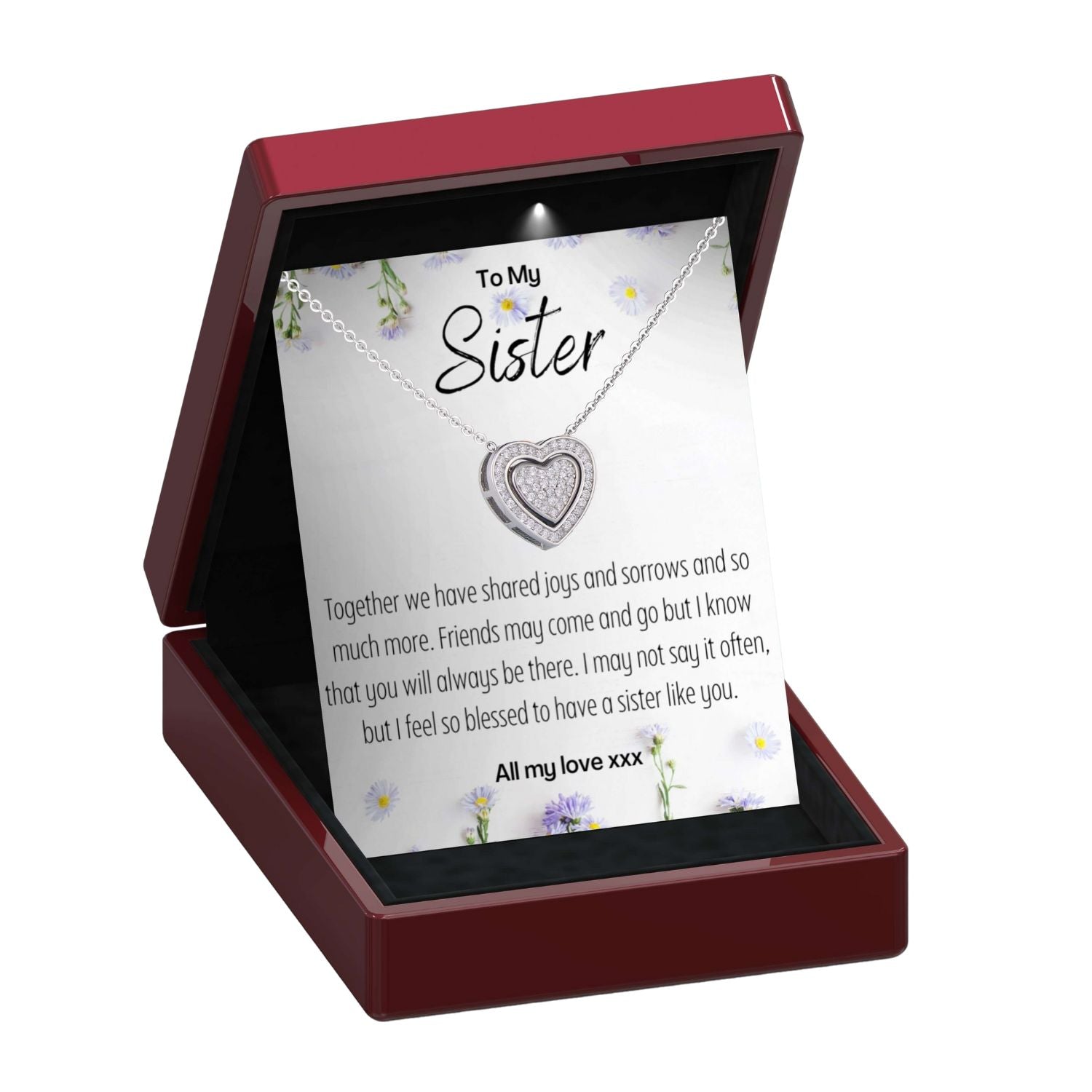 To My Sister 'Blessed' 3 in 1 Trinity Heart Necklace - Sister5