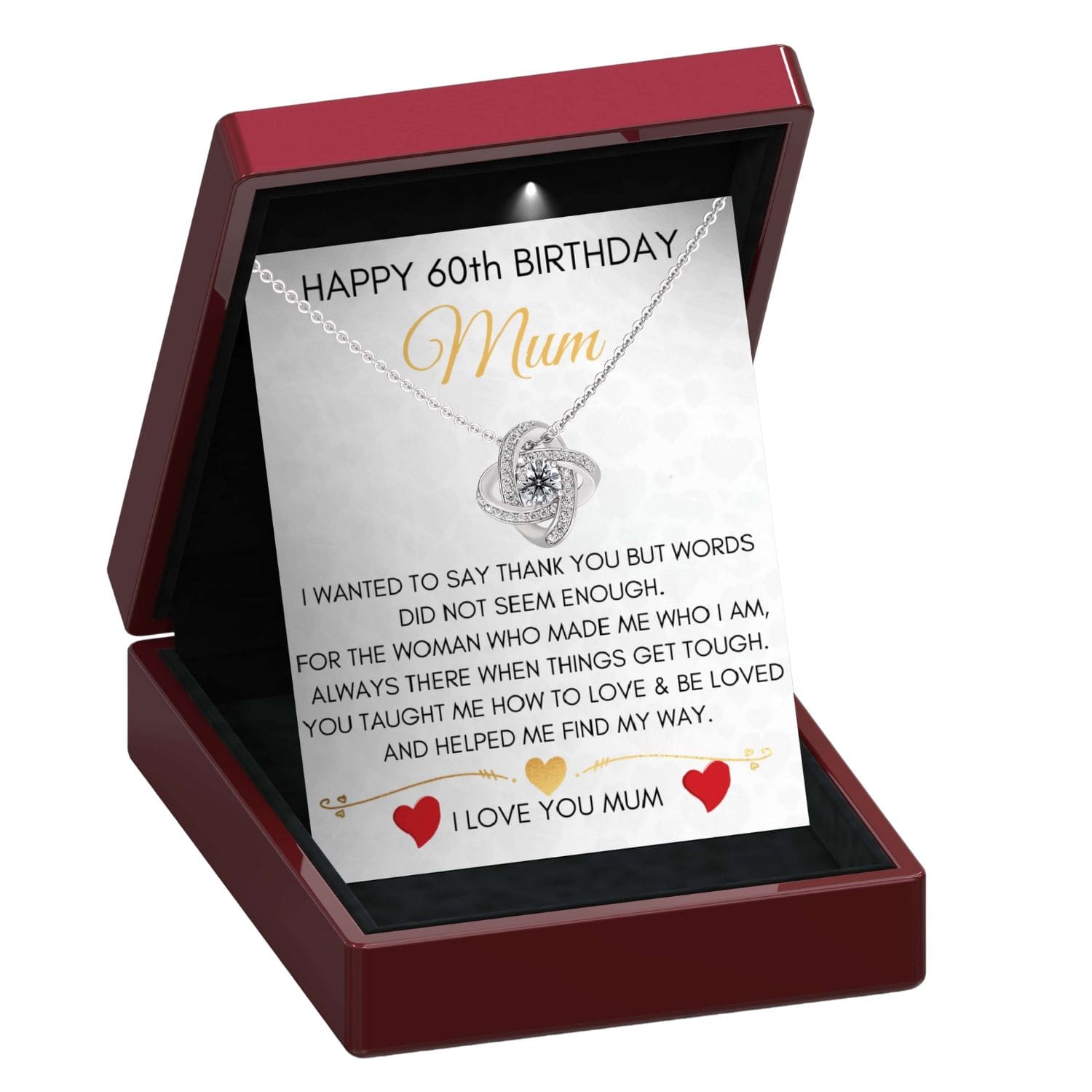 Happy 60th Birthday Mum - Love Knot Necklace