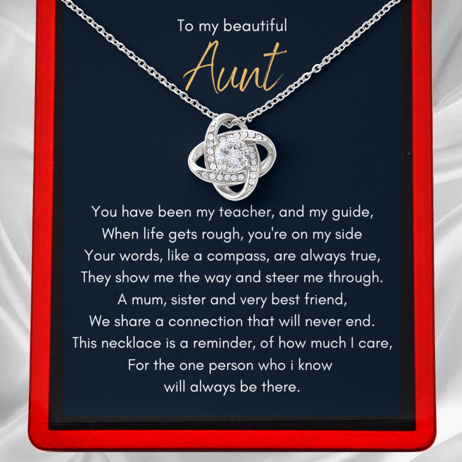 To my Beautiful Aunt - Sterling Silver Love Knot Necklace - Aunt4