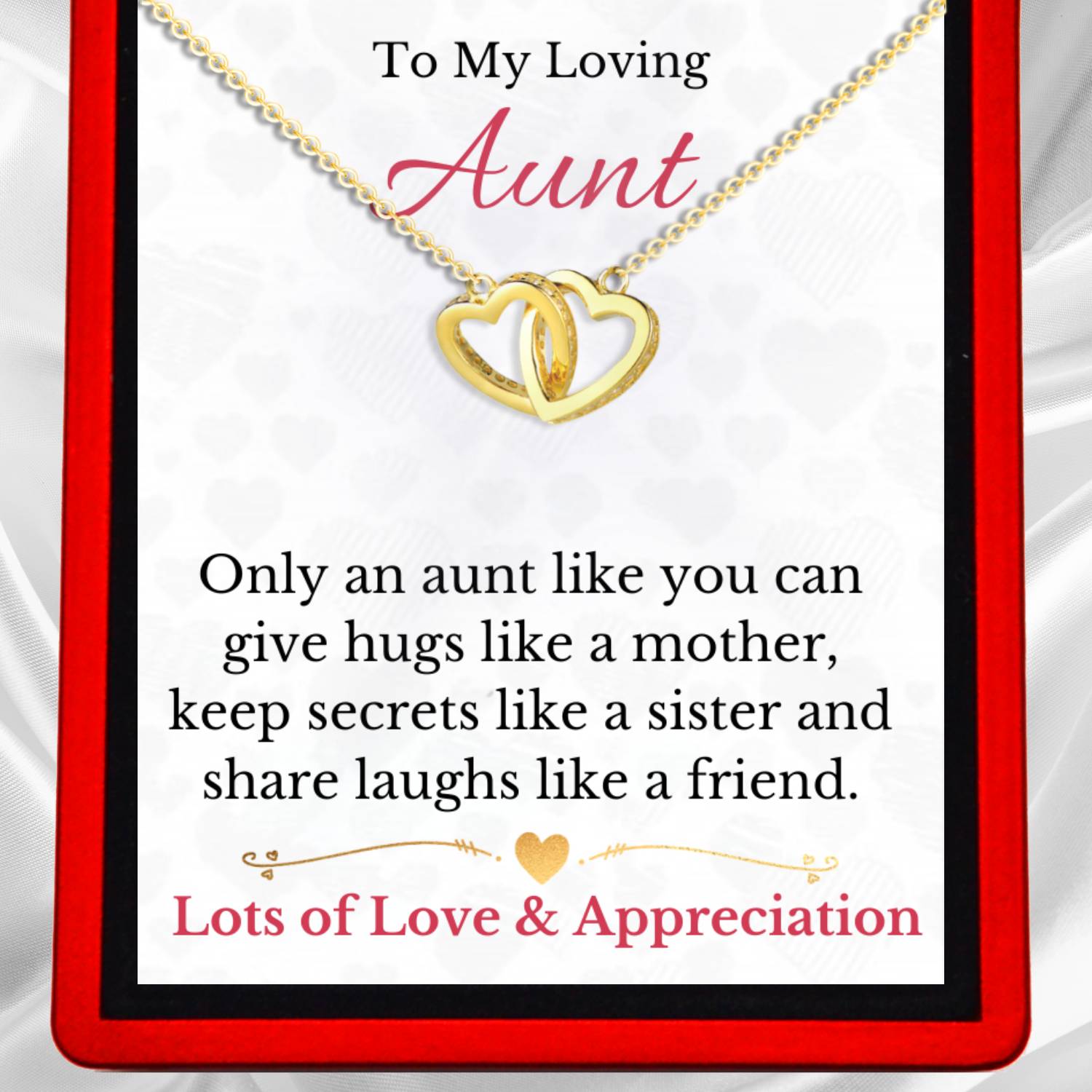 To My Loving Aunt - Interlocking Hearts Necklace