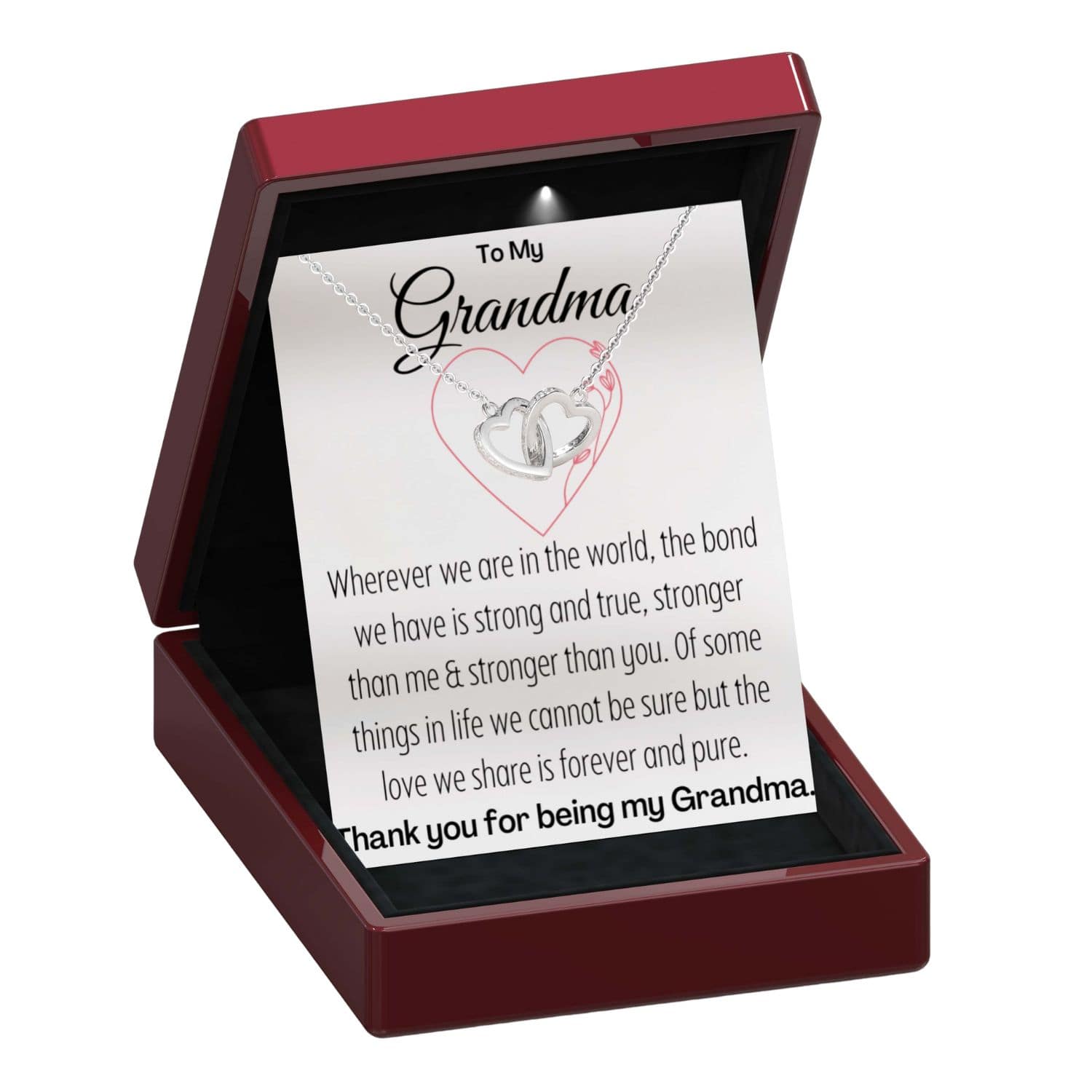 To My Grandma 'Strong Bond' - Interlocking Silver Hearts Necklace GM4