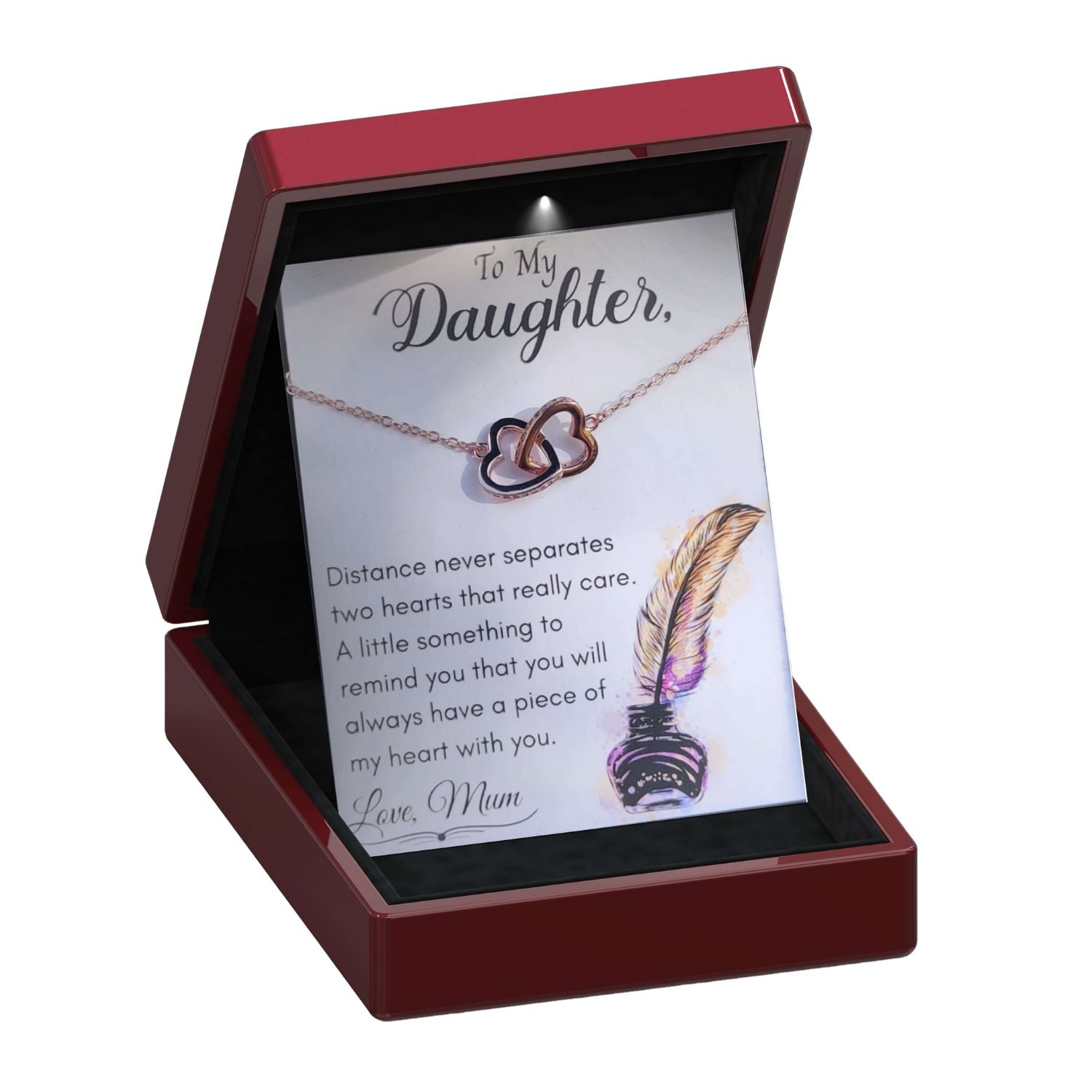 To My Daughter Joined Hearts Necklace - DT16