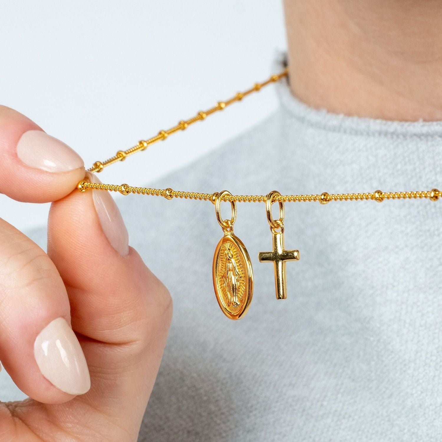 Daughter 'Stay Strong' Milagro Vermeil Necklace - Virgin Mary and the Cross